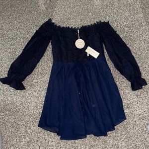 Off the shoulder navy blue dress